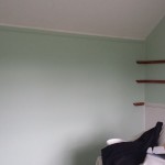 Bedroom walls after applying 2 coats of paint.