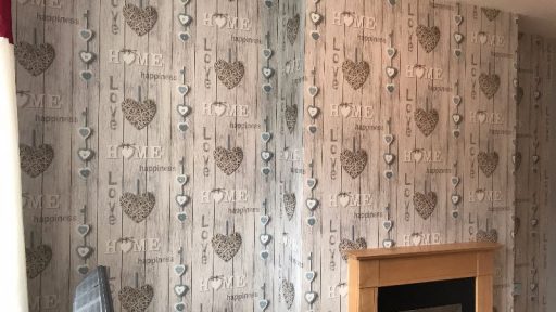 Finished wall that was wallpapered.
