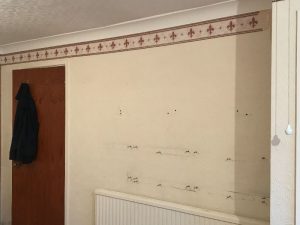 Bedroom prior to wallpapering.