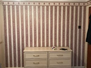 Feature wall prior to wallpapering.