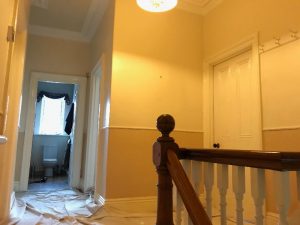 Staircase before repaint.