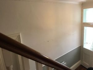 Staircase after applying 2 coats of paint.