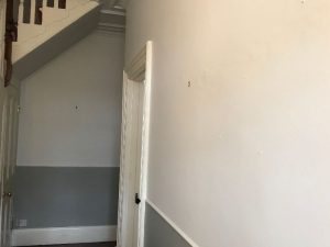 Staircase after applying 2 coats of paint.