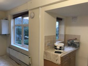 Kitchen before painting.