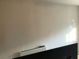 Living room feature wall before completion.