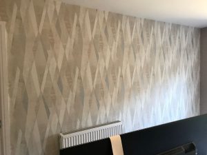 Living room feature wall after completion.
