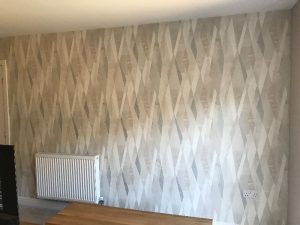 Living room feature wall after completion.
