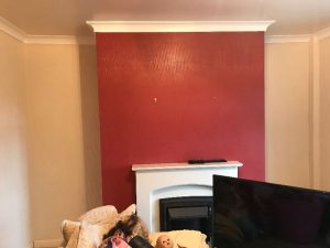 Living room feature wall before.